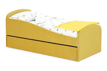 Детская кровать с ящиком Letmo горчичный (велюр) в Петропавловске-Камчатском