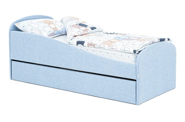 Мягкая кровать с ящиком Letmo небесный (рогожка) в Петропавловске-Камчатском - изображение