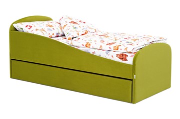 Детская кровать с ящиком Letmo оливковый (велюр) в Петропавловске-Камчатском