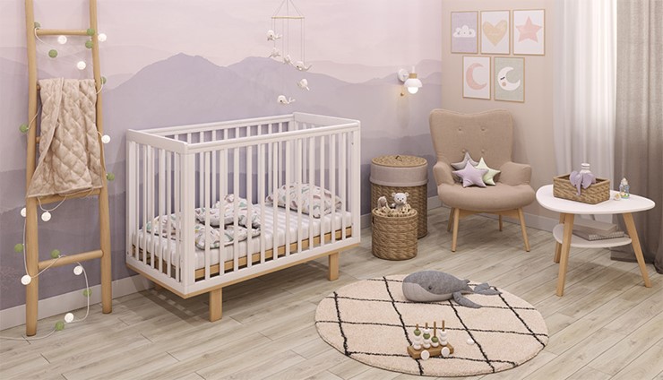 Кровать для новорожденных серия 3400 POLINI Kids Simple 340 Белый / Натуральный в Петропавловске-Камчатском - изображение 10