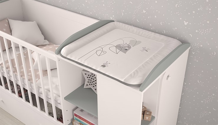 Многофункциональная кровать с комодом POLINI Kids Ameli 800 Белый / Серый, серия AMELI в Петропавловске-Камчатском - изображение 3