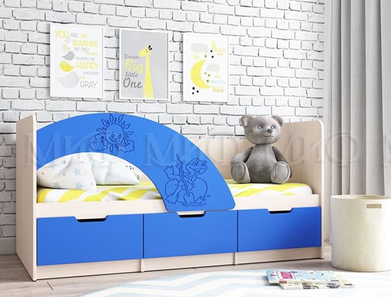 Кровать с ящиками Юниор-3, синий матовый в Петропавловске-Камчатском - изображение