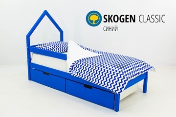 Кровать-домик в детскую мини Skogen синия в Петропавловске-Камчатском - предосмотр