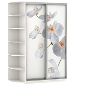 Шкаф 2-створчатый Хит, 1500x600x2200, фотопечать, со стеллажом, белая орхидея, белый снег в Петропавловске-Камчатском - предосмотр