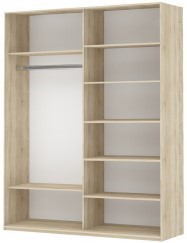 Шкаф 2-х дверный Прайм (Белое стекло/Белое стекло) 1400x570x2300, бетон в Петропавловске-Камчатском - предосмотр 1