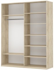 Шкаф 2-х дверный Прайм (Белое стекло/Белое стекло) 1400x570x2300, бетон в Петропавловске-Камчатском - изображение 1