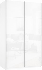 Шкаф Прайм (Белое стекло/Белое стекло) 1600x570x2300, белый снег в Петропавловске-Камчатском - предосмотр
