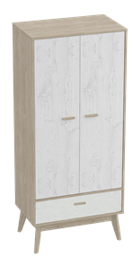 Шкаф для одежды Калгари, Дуб натуральный светлый/Белый матовый в Петропавловске-Камчатском