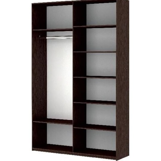 Шкаф 2-х створчатый Прайм (Зеркало/Белое стекло) 1600x570x2300, венге в Петропавловске-Камчатском - изображение 1