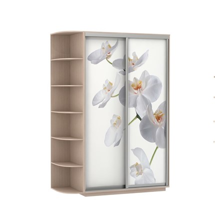 Шкаф 2-х створчатый Экспресс 1700x600x2200, со стеллажом, Орхидея белая/дуб молочный в Петропавловске-Камчатском - изображение