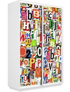 Шкаф 2-створчатый Экспресс 1400x600x2400, Буквы/белый снег в Петропавловске-Камчатском