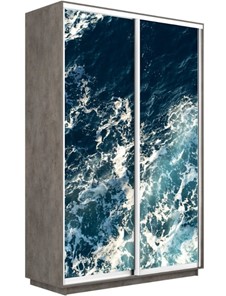 Шкаф 2-х створчатый Экспресс 1400x600x2400, Морские волны/бетон в Петропавловске-Камчатском