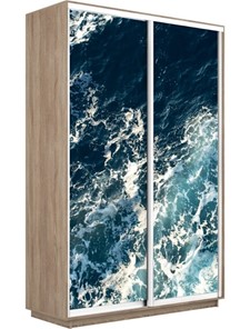 Шкаф 2-х створчатый Экспресс 1600x450x2200, Морские волны/дуб сонома в Петропавловске-Камчатском
