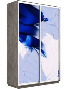Шкаф Экспресс 1600x600x2200, Абстракция бело-голубая/бетон в Петропавловске-Камчатском