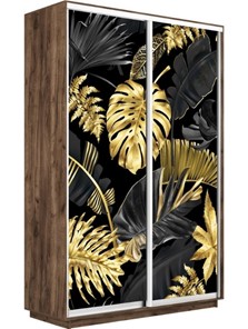 Шкаф 2-створчатый Экспресс 1600x600x2400, Листья золото/дуб табачный в Петропавловске-Камчатском