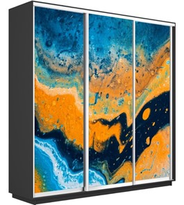 Шкаф 3-х створчатый Экспресс 1800х600х2200, Абстракция оранжево-голубая/серый диамант в Петропавловске-Камчатском