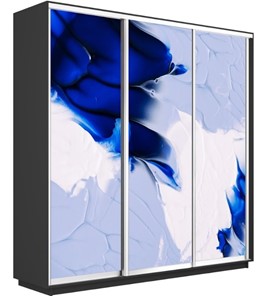 Шкаф трехдверный Экспресс 2400х600х2200, Абстракция бело-голубая/серый диамант в Петропавловске-Камчатском