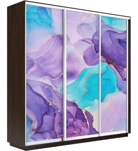 Шкаф 3-дверный Экспресс 2400х600х2400, Абстракция фиолетовая/венге в Петропавловске-Камчатском