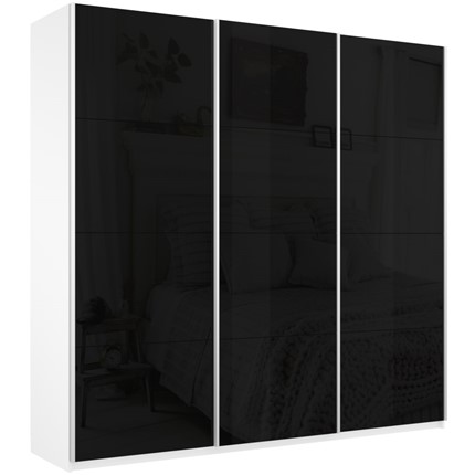 Шкаф Широкий Прайм (Черное стекло) 2400x570x2300,  Белый Снег в Петропавловске-Камчатском - изображение
