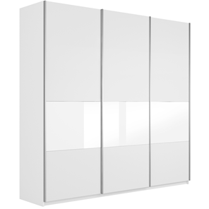 Шкаф Широкий Прайм (ДСП / Белое стекло) 2400x570x2300, Белый снег в Петропавловске-Камчатском