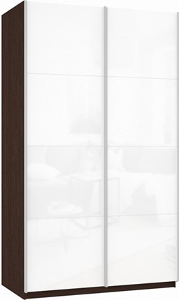 Шкаф 2-дверный Прайм (Белое стекло/Белое стекло) 1600x570x2300, венге в Петропавловске-Камчатском - изображение