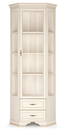 Угловой шкаф-витрина Сиена, Бодега белый / патина золото в Петропавловске-Камчатском - изображение
