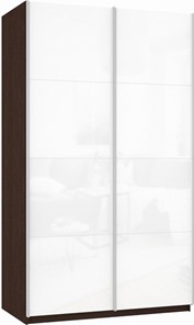 Шкаф-купе двухдверный Прайм (Белое стекло/Белое стекло) 1400x570x2300, венге в Петропавловске-Камчатском