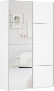 Шкаф 2-х створчатый Прайм (ДСП/Зеркало) 1200x570x2300, белый снег в Петропавловске-Камчатском - предосмотр