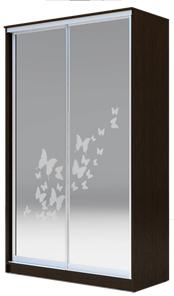 Шкаф 2-х дверный 2400х1500х420 два зеркала, "Бабочки" ХИТ 24-4-15-66-05 Венге Аруба в Петропавловске-Камчатском