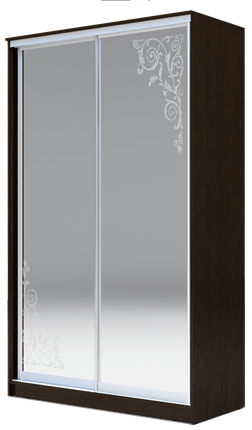 Шкаф 2-х дверный 2300х1200х620 два зеркала, "Орнамент" ХИТ 23-12-66-09 Венге Аруба в Петропавловске-Камчатском - изображение