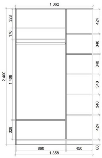 Шкаф двухдверный 2400х1362х620 с двумя зеркалами ХИТ 24-14-55 Белая шагрень в Петропавловске-Камчатском - изображение 2