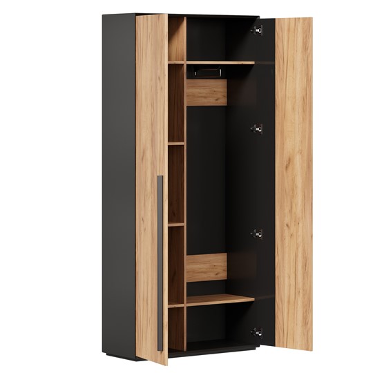 Шкаф для прихожей 2-дверный Неаполь ЛД.134050.000 (Черный/Дуб Золотой) в Петропавловске-Камчатском - изображение 1