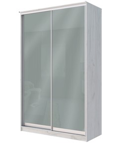 Шкаф 2-х дверный Хит-22-4-12/2-22 с цветным стеклом, средне-серый 074, Дуб крафт белый в Петропавловске-Камчатском