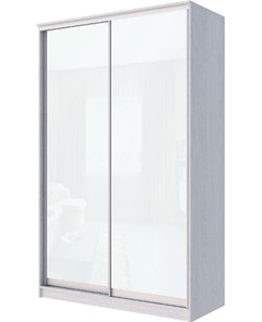 Шкаф 2-х дверный Хит-22-4-14-22 с цветным стеклом, белое №10, Ясень анкор светлый в Петропавловске-Камчатском