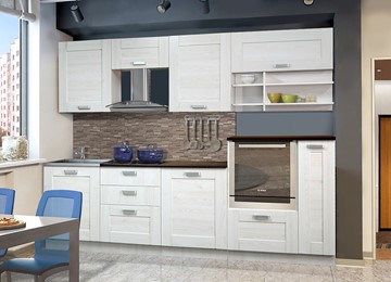 Прямой кухонный гарнитур Квадро 2700, цвет Белая лиственница в Петропавловске-Камчатском