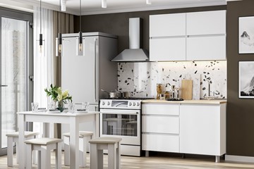 Кухонный гарнитур Токио 1200, белый текстурный/белый текстурный/тростник в Петропавловске-Камчатском