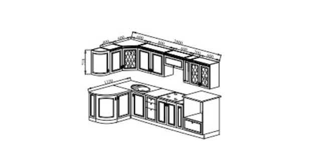 Угловой кухонный гарнитур Веста 1330х2800, цвет Сандал белый в Петропавловске-Камчатском - изображение 2