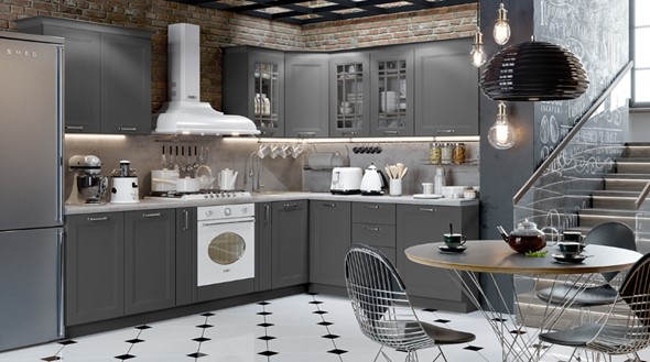 Угловой кухонный гарнитур Одри №2 (Серый) в Петропавловске-Камчатском - изображение