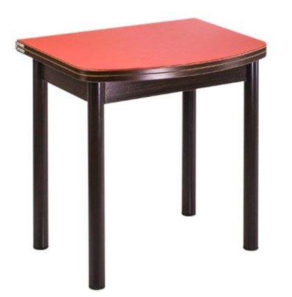 Кухонный раскладной стол СПГ-01 СТ1, венге ЛДСП/стекло оранжевое/38 прямые трубки крашеные коричневый в Петропавловске-Камчатском - изображение
