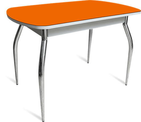 Обеденный стол ПГ-04 СТ белое/оранжевое/хром фигурные в Петропавловске-Камчатском - изображение