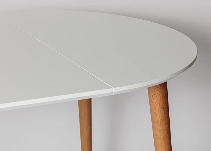 Кухонный стол круглый Белая Эмаль д. 100 см МДФ ножки светлый орех в Петропавловске-Камчатском - изображение 15