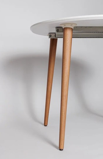 Кухонный стол круглый Белая Эмаль д. 100 см МДФ ножки светлый орех в Петропавловске-Камчатском - изображение 20