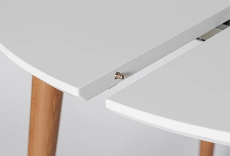 Кухонный стол круглый Белая Эмаль д. 100 см МДФ ножки светлый орех в Петропавловске-Камчатском - изображение 4