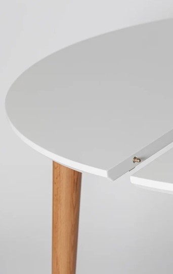 Кухонный стол круглый Белая Эмаль д. 100 см МДФ ножки светлый орех в Петропавловске-Камчатском - изображение 5
