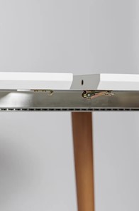 Кухонный стол круглый Белая Эмаль д. 100 см МДФ ножки светлый орех в Петропавловске-Камчатском - предосмотр 6