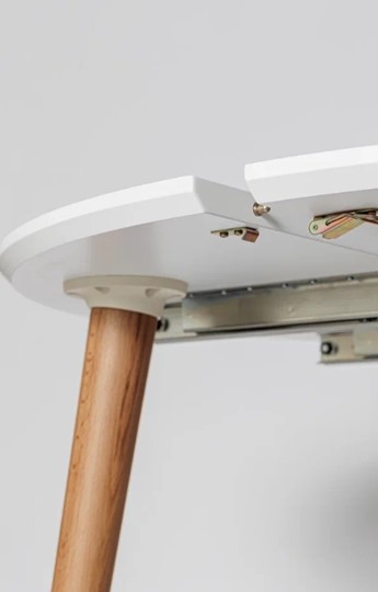 Кухонный стол круглый Белая Эмаль д. 100 см МДФ ножки светлый орех в Петропавловске-Камчатском - изображение 7