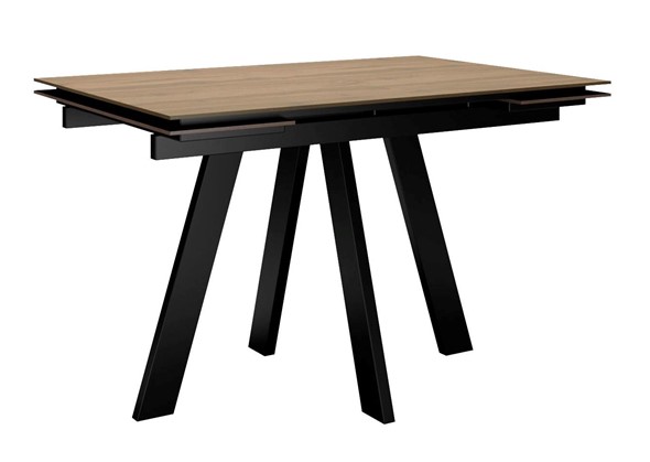 Кухонный раздвижной стол DikLine DM120 Дуб галифакс / опоры черные в Петропавловске-Камчатском - изображение
