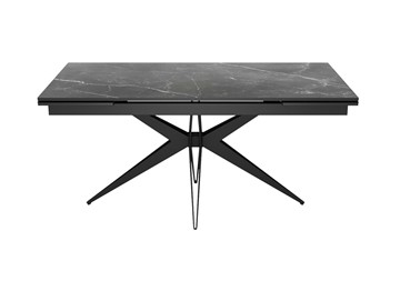 Керамический обеденный стол DikLine KW160 мрамор С45 (керамика черная)/опоры черные в Петропавловске-Камчатском