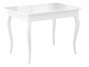 Кухонный стол раскладной Dikline M120 Белый/стекло белое глянец/ножки MC белые в Петропавловске-Камчатском