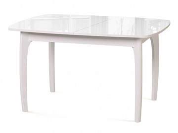 Кухонный стол раздвижной Dikline M20 стекло белое/ножки белые в Петропавловске-Камчатском